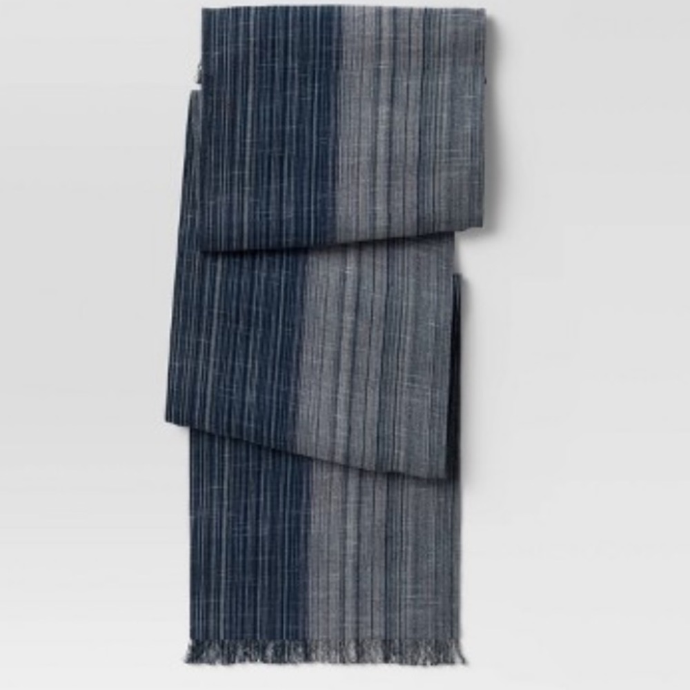 Threshold blue line striped  Cotton Table Runner 108" × 14" navy stripes new